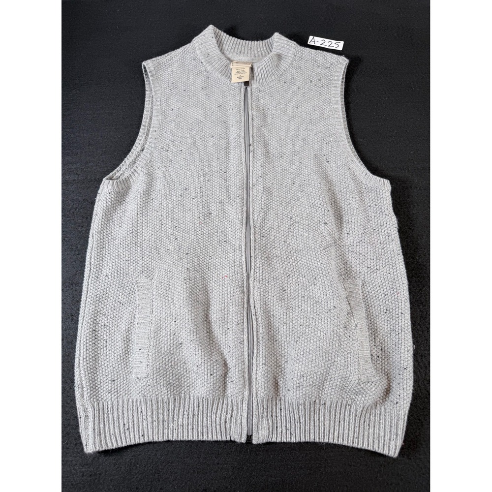 Scandia Woods Mens Gray Full Zip Knit Sweater Vest Mock Neck Large 614254-005